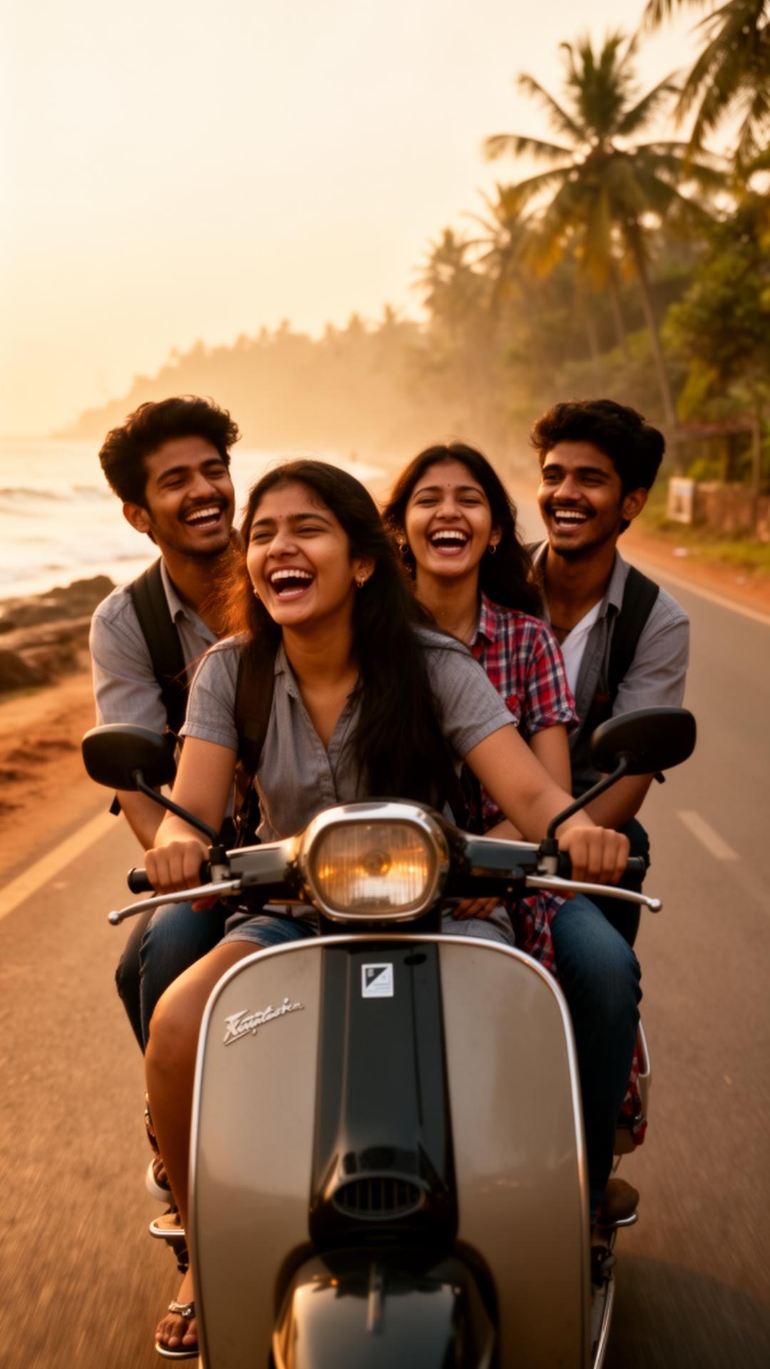 College crew on a Goa road